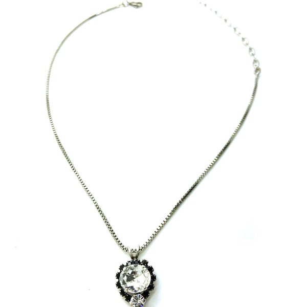 Mariana Necklace Pendant Beautiful Jet Black & Clear Austrian Crystals My Treasures Coll.
