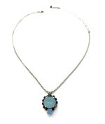 Necklace Pendant By Mariana Jet Black and Air Blue Opal Swarovski Crystals