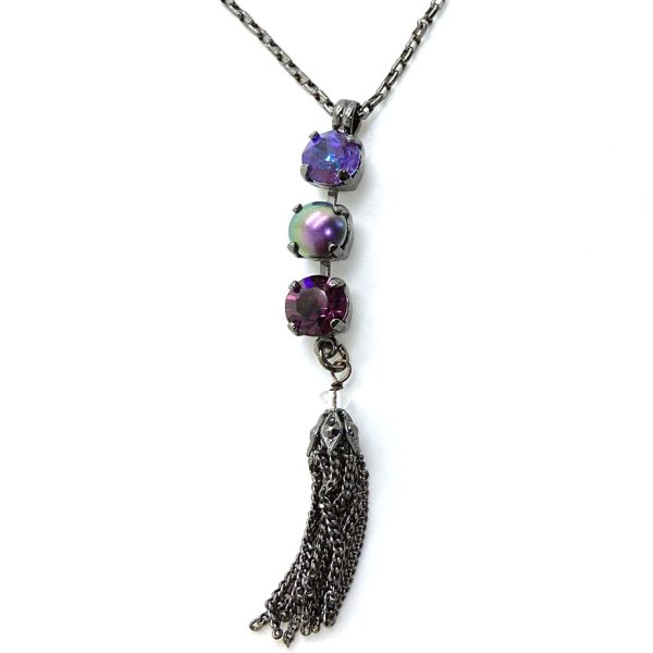 Mariana Necklace Wildberry / Misty Coll. Triple Tier Lavender & Lt Amethyst Austrian Crystals