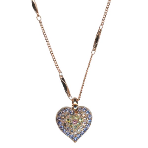 Mariana Necklace Pendant Heart Shaped Tanzanite, Golden Shadow, Jonquil & Lt Rose Austrian Crystals Travelara My Butterfly Coll.