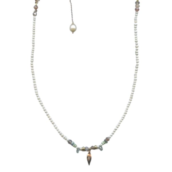Mariana Necklace Finely Detailed Pearl Mineral & Grey Austrian Crystals My Treasures Coll.