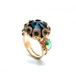 Ring By Mariana Woman Beautiful Emerald and Montana Blue Swarovski Crystals