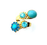 Mariana Ring Elegant Turq Mineral & Floral Blues Austrian Crystals Zambezi Africa Coll. Yellow Gold - Image 3