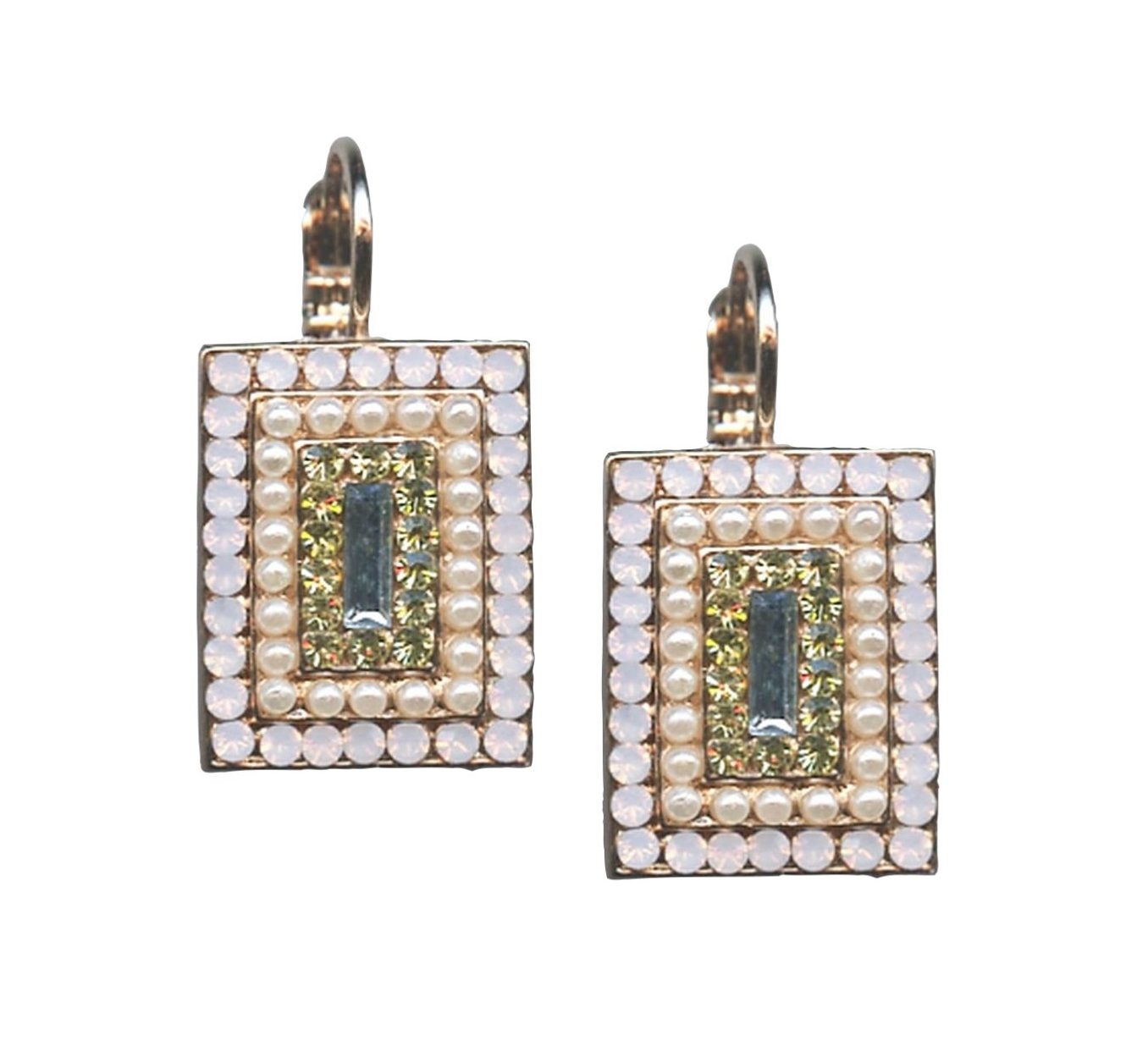 E-1000-3-1015-RG6 Mariana Earrings Encrusted Peridot, Rose Opal, Aquamarine & AB Austrian Crystals Coco Icons Coll. - Image 1