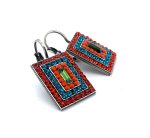 Earrings By Mariana Nirvana Coll. Fab Hyacinth, Orange Opal, Blue Zircon & Emerald Swarovski Crystals - Image 2
