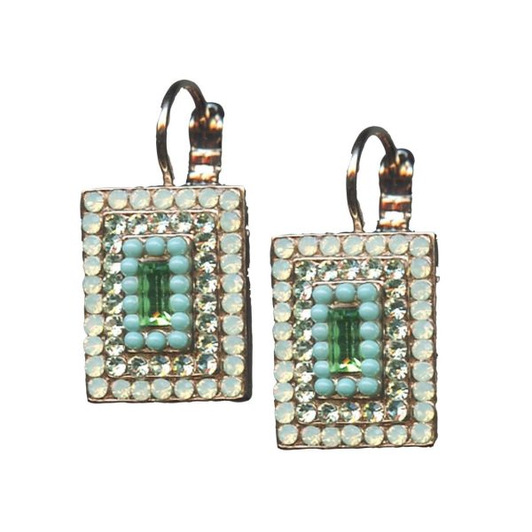 Mariana Earrings Turquoise, White Opal Chrysolite & Pacific Opal Austrian Crystals Athena Odyssey 2018 Coll.