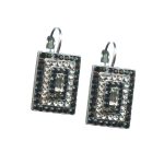 Mariana Earrings Adorable Jet & Clear Austrian Crystals Checkmate Sweet Summer Coll.