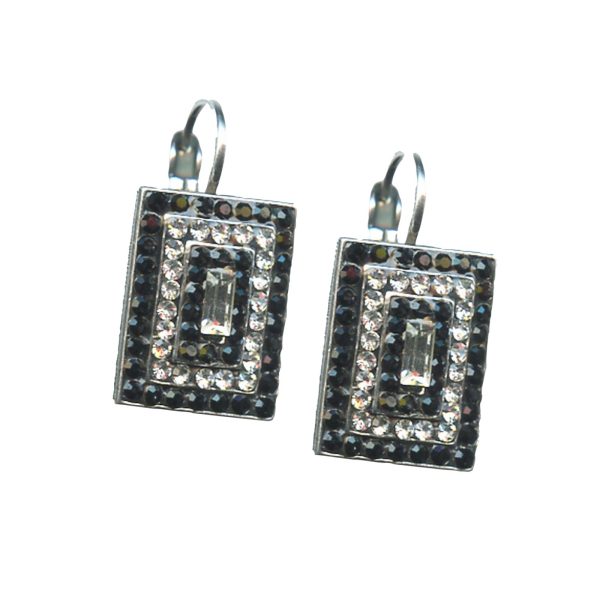 Mariana Earrings Adorable Jet & Clear Austrian Crystals Checkmate Sweet Summer Coll.
