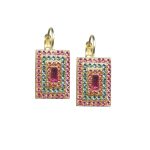 Mariana Earrings Sassy Indian Pink, Blue Zircon & Peach Austrian Crystals Sorbet Sweet Summer Coll.
