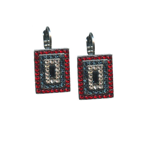 Mariana Earrings Beautiful Ruby, Montana Blue & Clear Austrian Crystals My Treasures Coll.