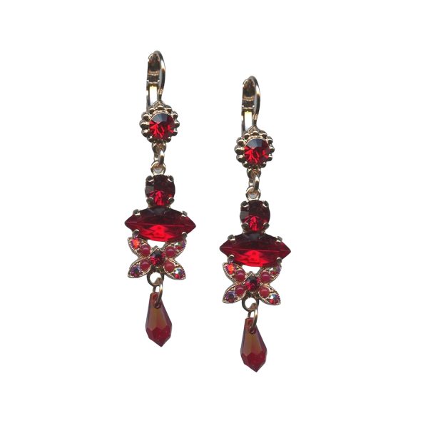 Mariana Earrings Alluring Crimson Red Austrian Crystals My Treasures Coll.
