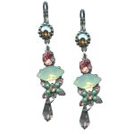 Mariana Earrings Fab Dangling Lt Rose, Chrysolite Opal & Grey Austrian Crystals Orchid Silk Road Coll. - Image 3