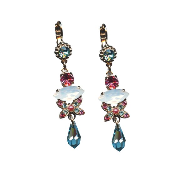 Mariana Earrings Exquisite Rose, Pink Pearl, Aquamarine & White Opal Austrian Crystals Margarita Cocktail Hour Coll.