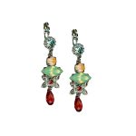 Mariana Earrings Finely Detailed Chrysolite Opal, Sun Kissed Peach, Aquamarine & Ruby Austrian Crystals Boloria Dia My Butterfly Coll. - Image 2
