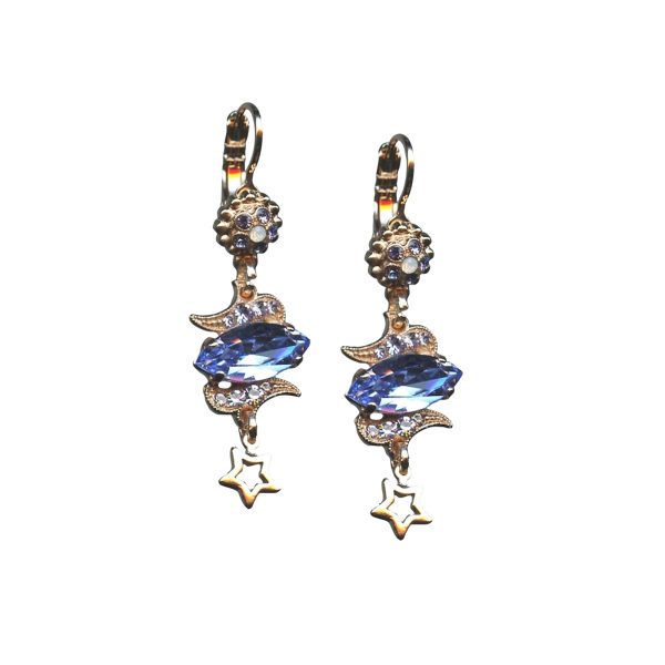 Mariana Earrings Charming Tanzanite & White Opal Austrian Crystals Purple Rain Cocktail Hour Coll.