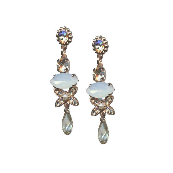 Mariana Earrings Precious Vitrail Light, White Opal, Pearl & Clear Austrian Crystals Tequila Sunrise Songbook Coll.