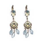 Mariana Earrings Drop Flower Shape Clear, Champagne & White Opal Austrian Crystals Champagne & Caviar Nirvana Coll.