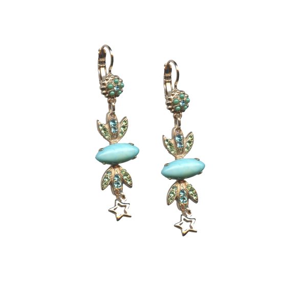 Mariana Earrings Howlite Chinese Turq Mineral, Peridot & Aquamarine Austrian Crystals Caprioska Cocktail Hour Coll.
