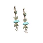 Mariana Earrings Howlite Chinese Turq Mineral, Peridot & Aquamarine Austrian Crystals Caprioska Cocktail Hour Coll. - Image 3