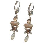 Mariana Earrings Dangling Riverstone Mineral, Sand Opal & Golden Shadow Austrian Crystals Aphrodite Odyssey Coll. - Image 2