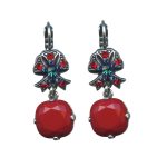Mariana Earrings Drop Orange, Blue & Emerald Austrian Crystals Nirvana Coll.