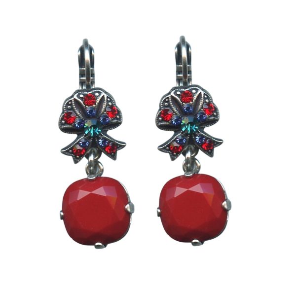 Mariana Earrings Drop Orange, Blue & Emerald Austrian Crystals Nirvana Coll.