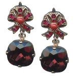 Mariana Earrings Stunning Bow in Siam & Burgundy Austrian Crystals Lady In Red Songbook Coll. - Image 3