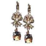 Mariana Earrings Elegant Bow Sand Opal, Golden Shadow & Smoky Quartz Austrian Crystals Sandman Songbook Coll. - Image 3