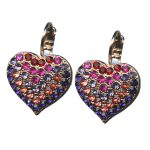 Earrings By Mariana Woman Fabulous Heart Shaped Fuchsia and Purple Swarovski Crystals - Image 3