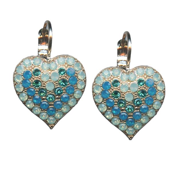 Mariana Earrings Heart Encrusted Blues Austrian Crystals Bahamas Caribbean Life Coll.