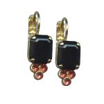 Mariana Earrings Simply Elegant Jet & Padparadscha Austrian Crystals Pomegranate Silk Road Coll. - Image 2