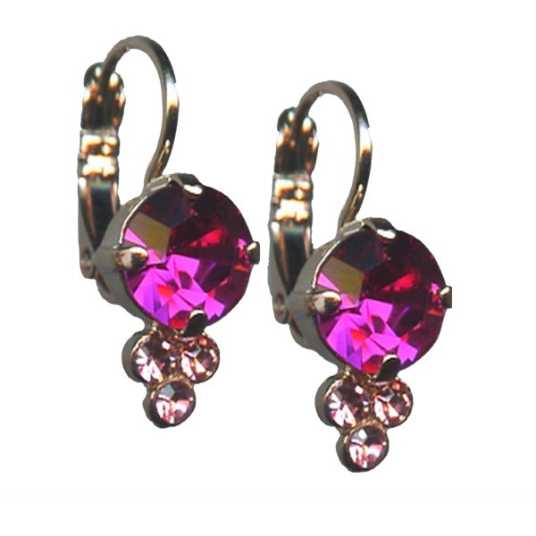 Mariana Earrings Lustrous Fuchsia & Light Rose Austrian Crystals Saba Caribbean Life Coll.