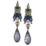 Mariana Earrings Dangling Chrysolite, Lt Sapphire, White Opal & Grey Austrian Crystals California Dreaming Songbook Coll. - Image 3