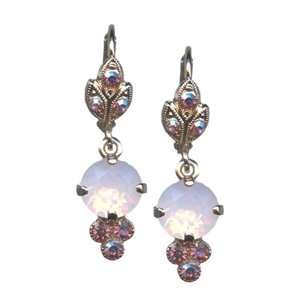 Mariana Earrings Beautiful Dangling Rose Opal & Rose AB Austrian Crystals My Treasures Coll.