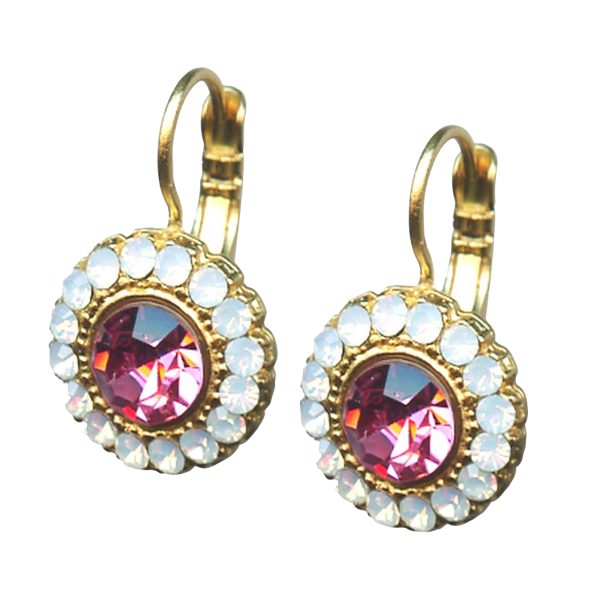 Mariana Earrings Lovely Floral in Rose & White Opal Austrian Crystals Cherry Blossom Silk Road Coll.