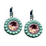 Mariana Earrings Floral in Light Rose & Green Turq Austrian Crystals Orchid Silk Road Coll. - Image 2