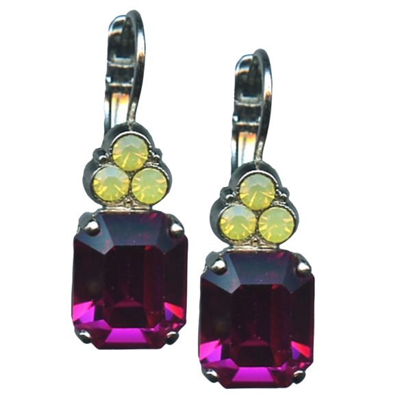 Mariana Earring Sophisticated Amethyst & Yellow Opal Austrian Crystals Cuba Caribbean Life Coll.