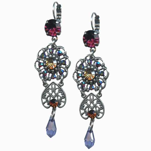 Mariana Earrings Fab Dangling Amethyst, Tanzanite, Colorado Topaz & AB Austrian Crystals Faith Inspiration Coll.
