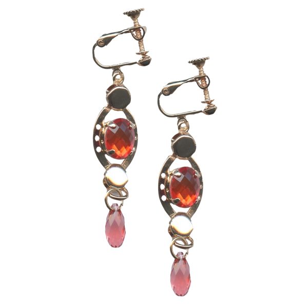 Mariana Earrings Simply Elegant Coral Austrian Crystals Flame Ambrosia Coll.
