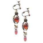 Mariana Earrings Simply Elegant Coral Austrian Crystals Flame Ambrosia Coll. - Image 2