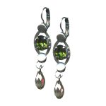 Mariana Earrings Dangling Fern Green & Silver Night Austrian Crystals My Treasures Coll.