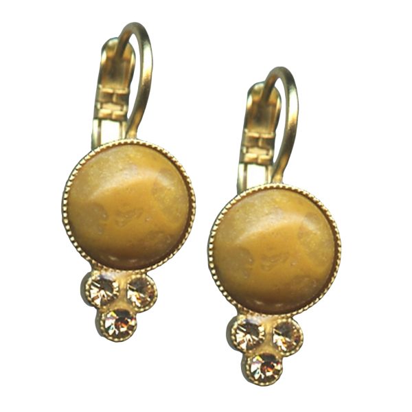 Mariana Earrings Exquisite Yellow Jasper Mineral & Jonquil Austrian Crystals My Treasures Coll.