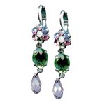 Mariana Earrings Dangling Floral in Chalk White, Emerald, Lt Amethyst & AB Austrian Crystals My Treasures Coll. - Image 3