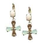 Mariana Earrings Clover Shaped in White Howlite Mineral, Chrysolite Opal & Topaz Austrian Crystals Serai Silk Road Coll. - Image 3