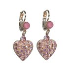 Mariana Earrings Dangling Heart Shape Rose Opal & Light Rose Austrian Crystals My Treasures Coll.