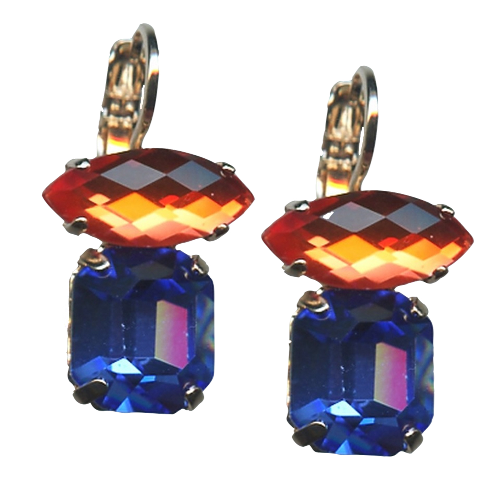 E-1021-1037-RG6(1) Mariana Earrings Marquise Faceted Hyacinth & Sapphire Austrian Crystals Fantasy Nirvana Coll. - Image 1