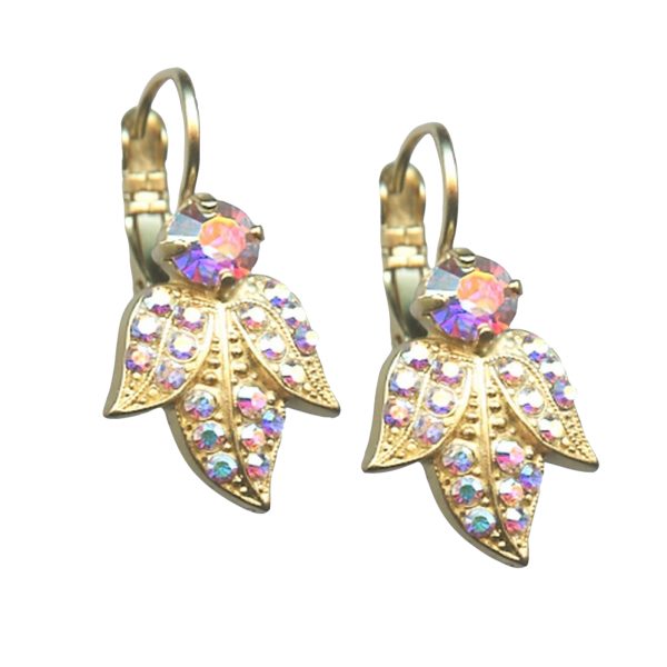 Mariana Earrings Shimmering Leaf Shaped Aurora Borealis Austrian Crystals My Treasures Coll.