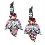 Mariana Earrings Lovely Leaf Shaped Fuchsia, Lt Rose & Peach Austrian Crystals Joy Nirvana Coll. - Image 2