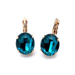 Earrings By Mariana Woman Sophisticated Oval Blue Zircon Swarovski Crystals