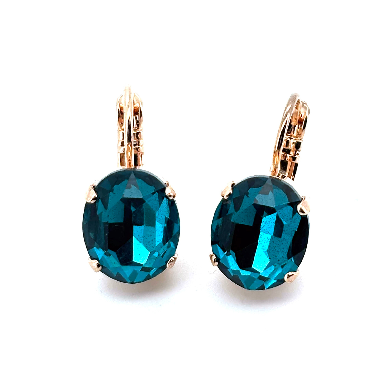 E-1023-1-229-RG6 (2) Earrings By Mariana Woman Sophisticated Oval Blue Zircon Swarovski Crystals - Image 1